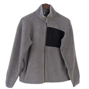 MEC fireside fleece full zip thick fleece pull jacket grey black Large G2